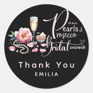 Petals Pearls Prosecco Favours Bridal Shower Classic Round Sticker