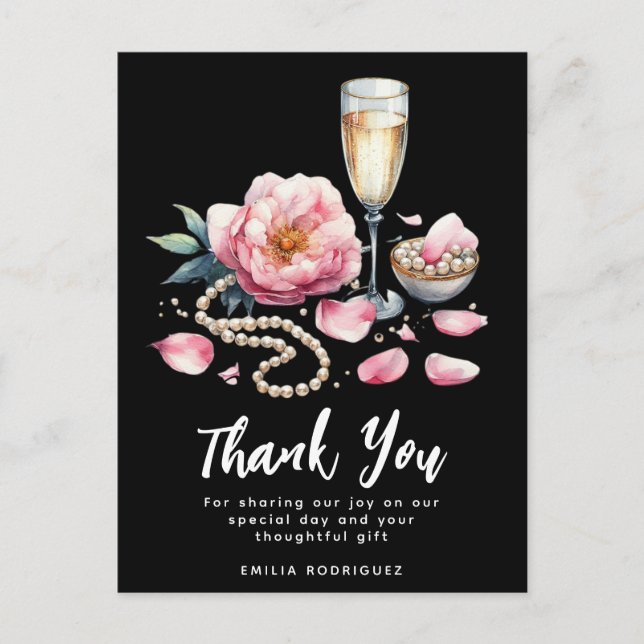 Petals Pearls Prosecco Favours Bridal Shower Postcard (Front)
