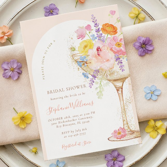 Petals & Prosecco Arch Bridal Shower Invitation (Créateur téléchargé)