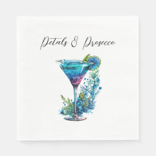 Petals & Prosecco Blush Blue Floral Bridal Shower Napkin