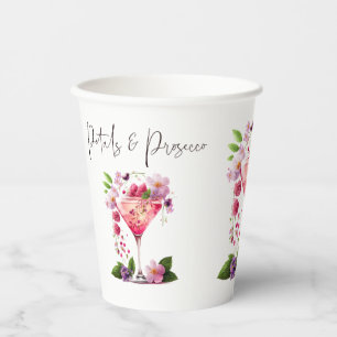 Petals & Prosecco Blush Pink Floral Bridal Shower  Paper Cups