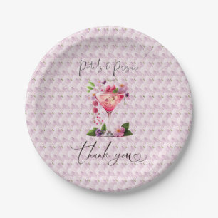 Petals & Prosecco Blush Pink Floral Bridal Shower Paper Plate