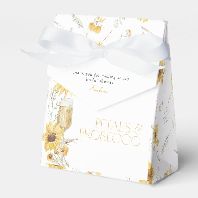 Petals & Prosecco Boho Bridal Shower Thank You Favor Box (Front Side)