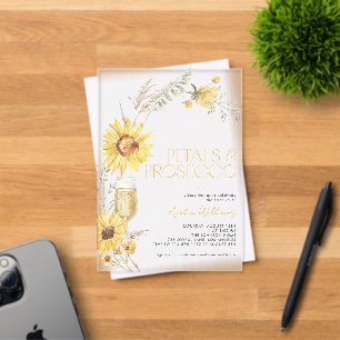 Petals & Prosecco Boho Sunflower Bridal Shower Acrylic Invitations