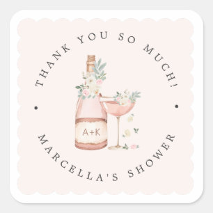 Petals & Prosecco Bridal Shower Bachelorette Square Sticker