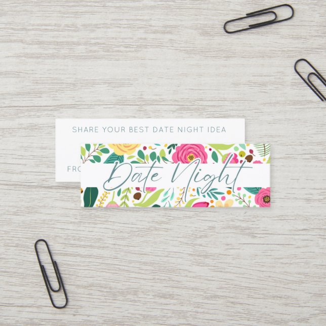 Petals Prosecco Bridal Shower Date Night Idea Mini Business Card (Front/Back In Situ)