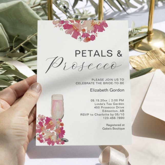 Petals & Prosecco Bridal Shower Floral Pink Chic Invitation (Creator Uploaded)
