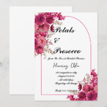 PETALS & PROSECCO BRIDAL SHOWER INVITATION, PINK