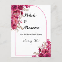 PETALS & PROSECCO BRIDAL SHOWER INVITATION, PINK
