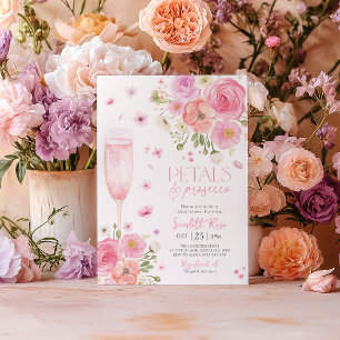 Petals Prosecco Bridal Shower Love In Bloom Purple Invitation