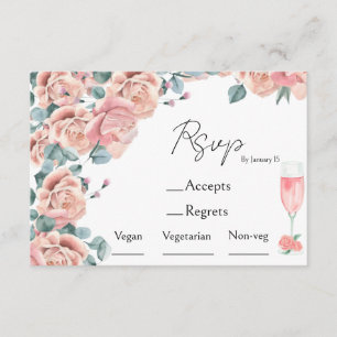 petals & prosecco bridal shower meal choice & rsvp enclosure card