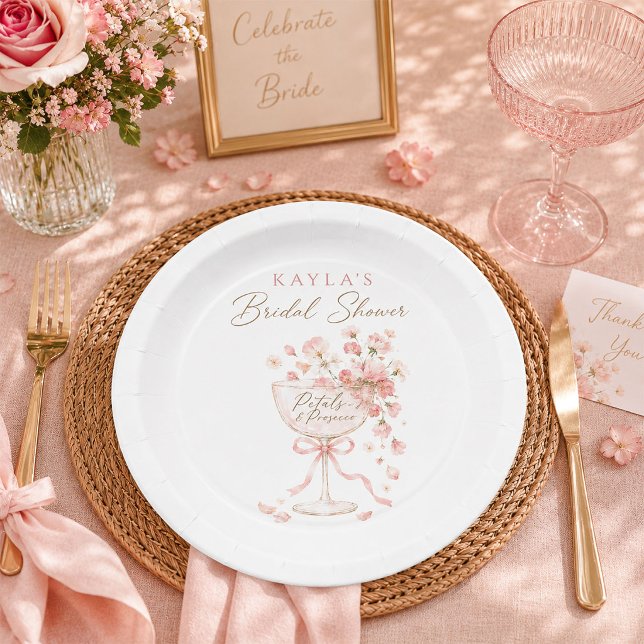 Petals & Prosecco Bridal Shower Paper Plate (Creator Uploaded)