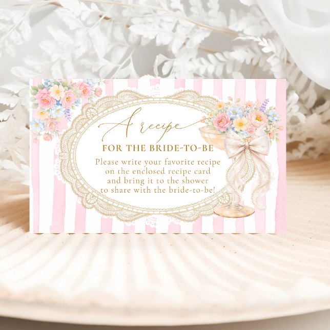 Petals Prosecco Bridal Shower Recipe Request Enclosure Card (Creator Uploaded)