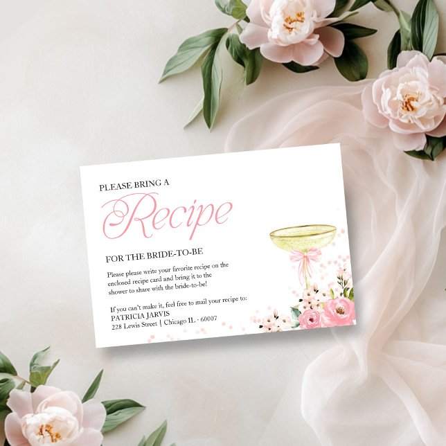 Petals & Prosecco Bridal Shower Recipe Request Invitation (Creator Uploaded)