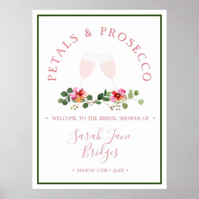 Petals & Prosecco Bridal Shower Welcome Poster (Front)