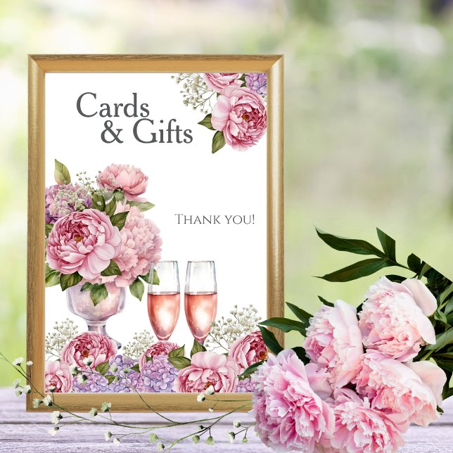 Petals & Prosecco "Cards & Gifts" Sign  Invitation (Petals & Prosecco "Cards & Gifts" Sign)