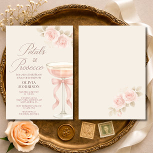 Petals & Prosecco Champagne Bow Bridal Shower Invitation