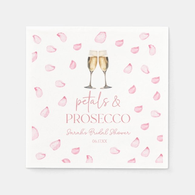 Petals & Prosecco Champagne Bridal Shower  Napkin (Front)
