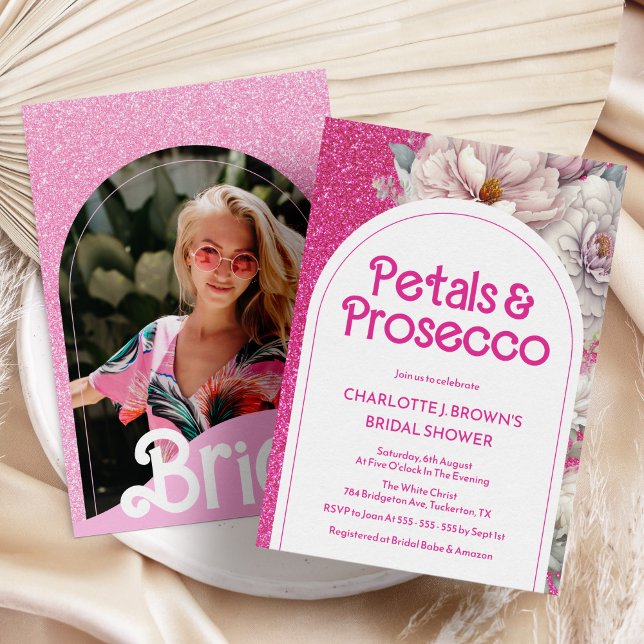Petals & Prosecco Floral Arch Boho Bridal Shower Invitation (Creator Uploaded)