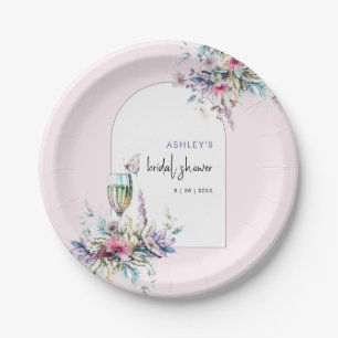 Petals & Prosecco Floral Arch Bridal Shower Paper Plate