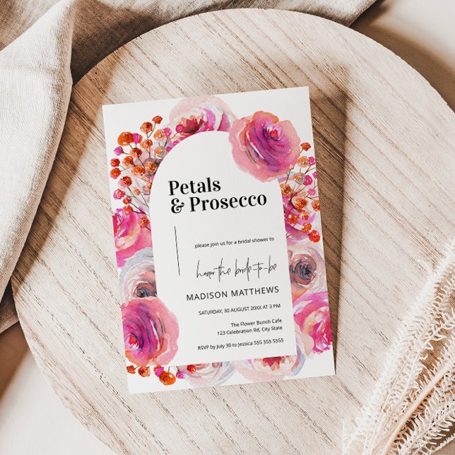 Petals & Prosecco Floral Arch Summer Bridal Shower Invitation (Creator Uploaded)