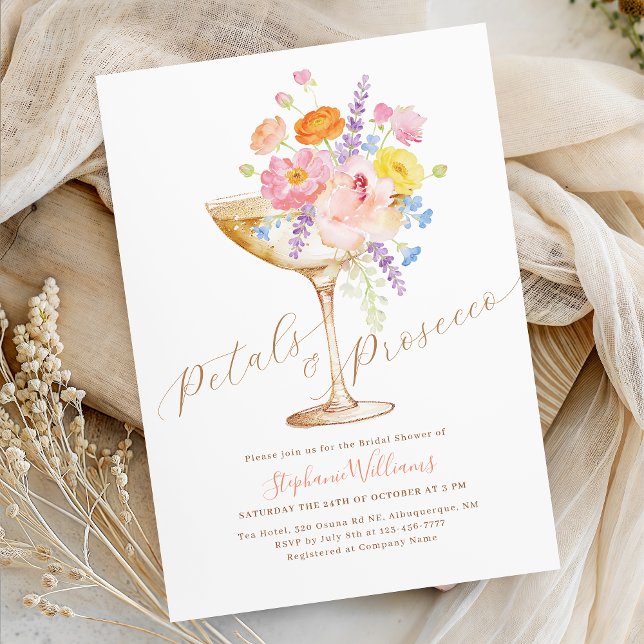Petals & Prosecco Floral Bridal Shower Invitation (Créateur téléchargé)