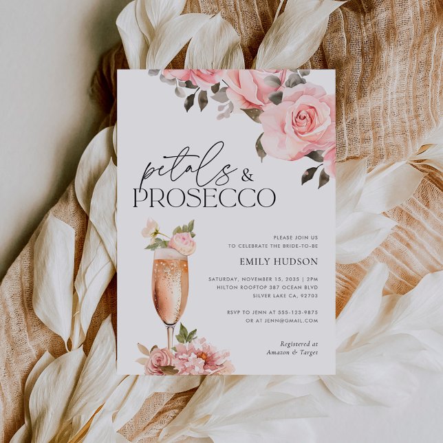 Petals & Prosecco Floral Bridal Shower Invitation (Creator Uploaded)