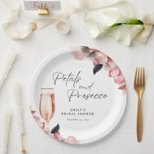 Petals & Prosecco Floral Bridal Shower Paper Plate