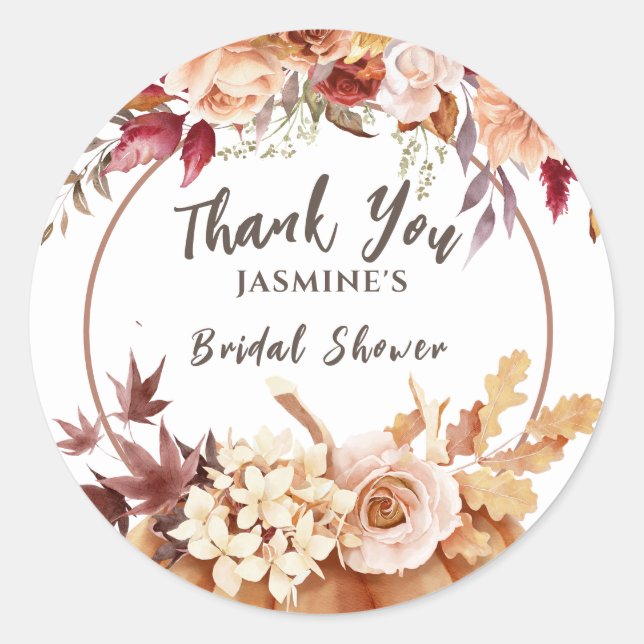 Petals & Prosecco | Floral Rose Gold Bridal Shower Classic Round Sticker (Front)