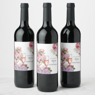 Petals & prosecco floral wine label