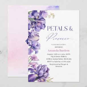 PETALS & PROSECCO IRIS FLOWER Watercolor bridal s Invitation