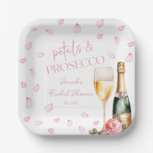 Petals & Prosecco Mimosa Champagne Bridal Shower  Paper Plate (Front)