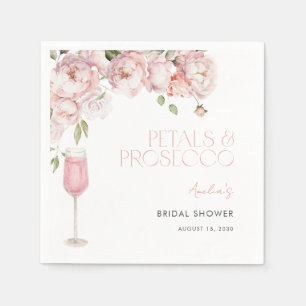 Petals & Prosecco Modern Pink Floral Bridal Shower Napkin