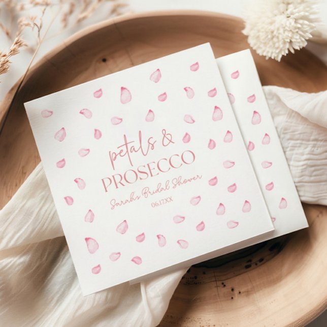 Petals & Prosecco Pink Rose Petals Bridal Shower  Napkin (Creator Uploaded)