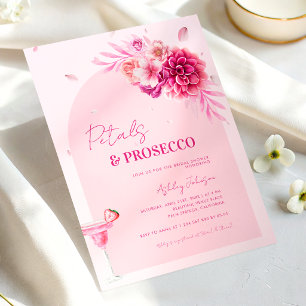 Petals & Prosecco Pink Script Floral Bridal Shower Invitation