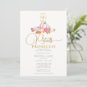 Petals Prosecco Pumpkin Floral Fall Bridal Shower Invitation