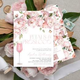 Petals & Prosecco QR Code Pink Bridal Shower Invitation