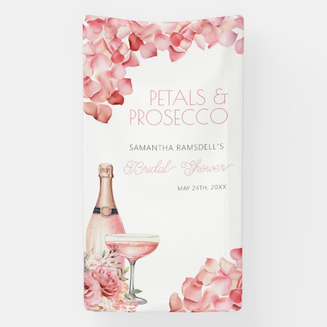 Petals & Prosecco Rose Pink Bubbly Banner (Vertical)