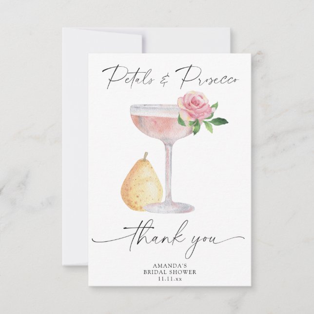 Petals & Prosecco - thank you bridal shower Card (Front)