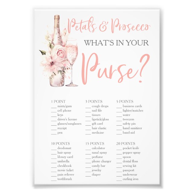 Petals & Prosecco What's in Your Purse? Photo Print (Front)