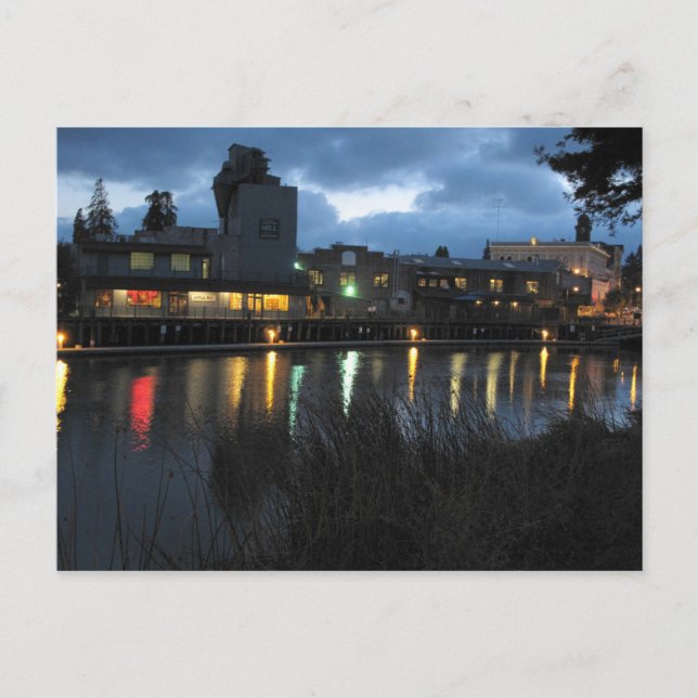 Petaluma Turning Basin at Night   Postcard (Front)