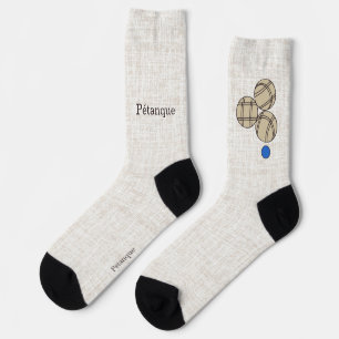 Pétanque, three balls on a beige linen design socks