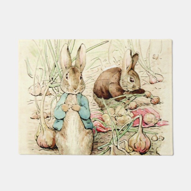 Peter and Benjamin Gather Onions by Beatrix Potter Doormat (Front)