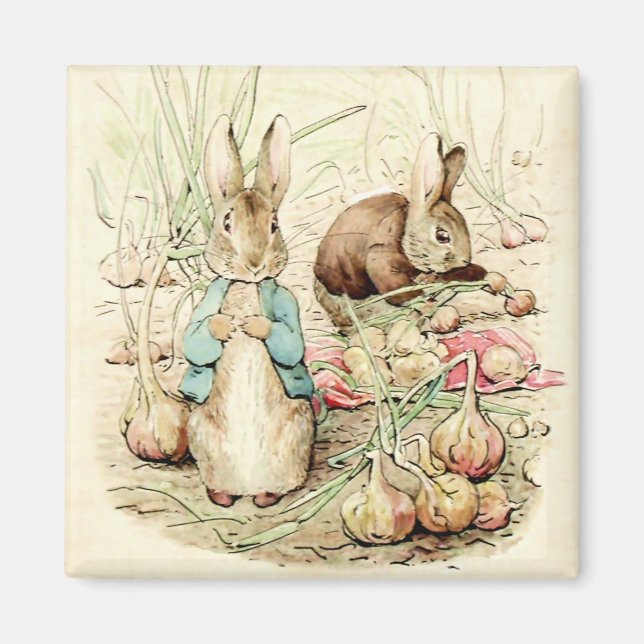 Peter and Benjamin Gather Onions by Beatrix Potter Magnet (Front)