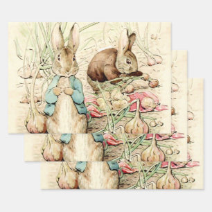 Peter and Benjamin Gather Onions by Beatrix Potter Wrapping Paper Sheet
