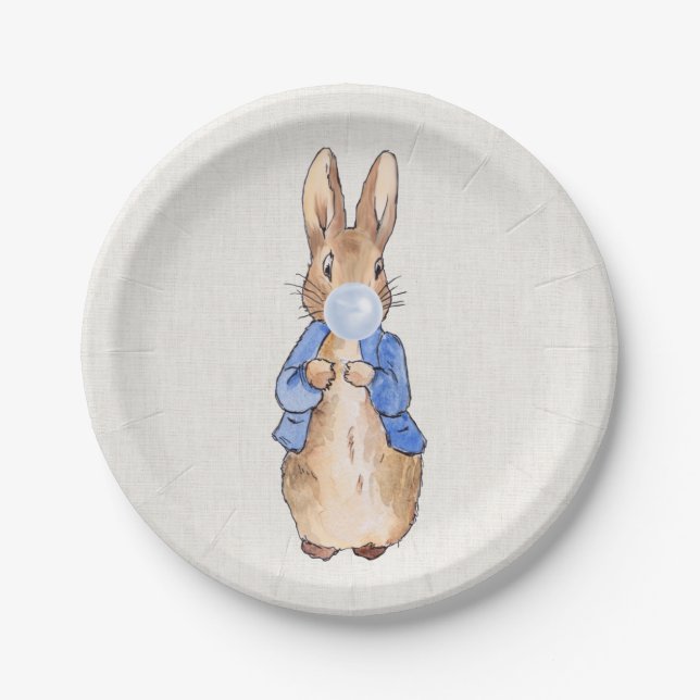 Peter Blowing Blue Bubble gum Paper Plate (Front)