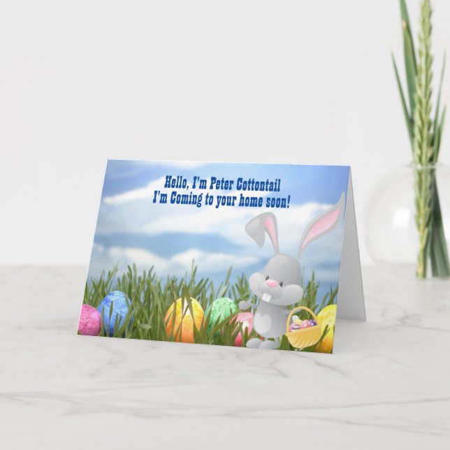 Peter Cottontail Is On His Way Easter Card (Front)