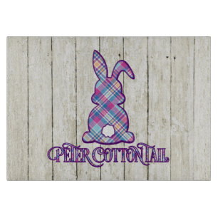 Peter Cottontail Purple Plaid Easter Bunny Cutting Board