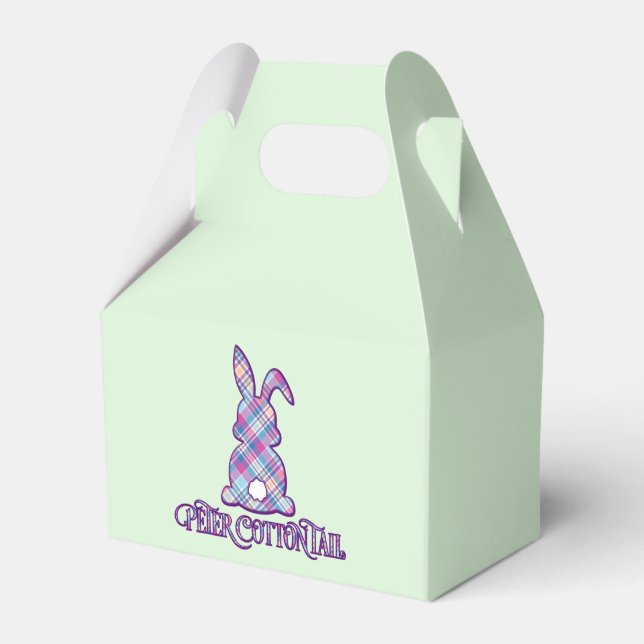 Peter Cottontail Purple Plaid Easter Bunny Favor Box (Front Side)