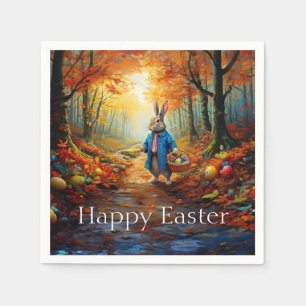 Peter Easter Bunny with Easter Egg Basket Napkin